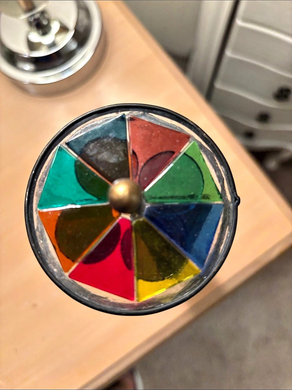 Multicolor & Black/Purple Geometric Metal and Glass Kaleidoscope